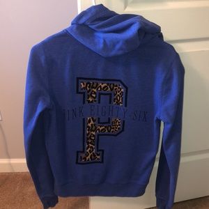 Royal blue/cheetah print PINK zip-up